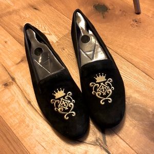 Aerosoles Betunia Loafer Black Suede Gold Crest